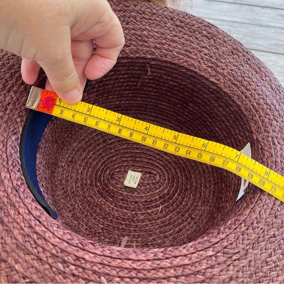 Talbots Brown Woven Rilled Brim Straw Hat - Picture 4 of 5